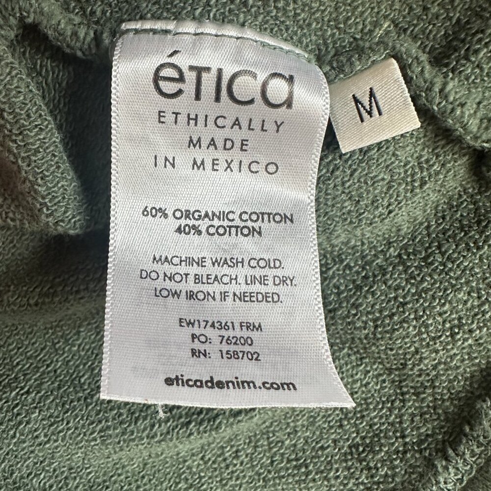 ética Ethically Made Army Green Rolled Short Sleeve Crew Neck Sweatshirt Top - Picture 4 of 5